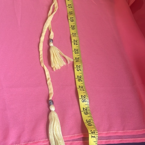 Orange & Yellow,,V neck, sheer, Tassels, swim cover up, Tunic,Top,dress, L/XL - Picture 8 of 10